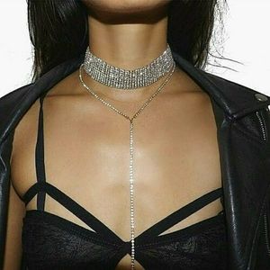 Crystal Choker Necklace with GOLD Chain